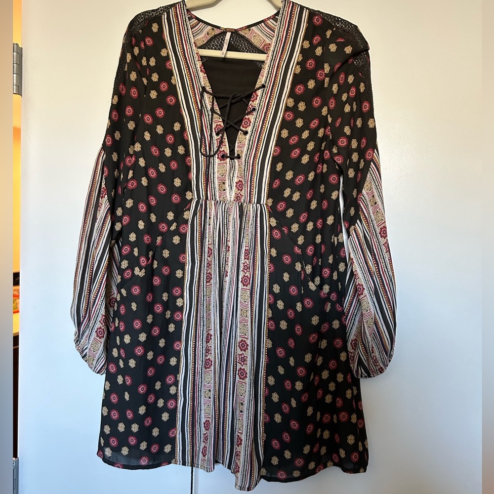 Free People Rain or Shine Pebled Chiffon Mini Dress